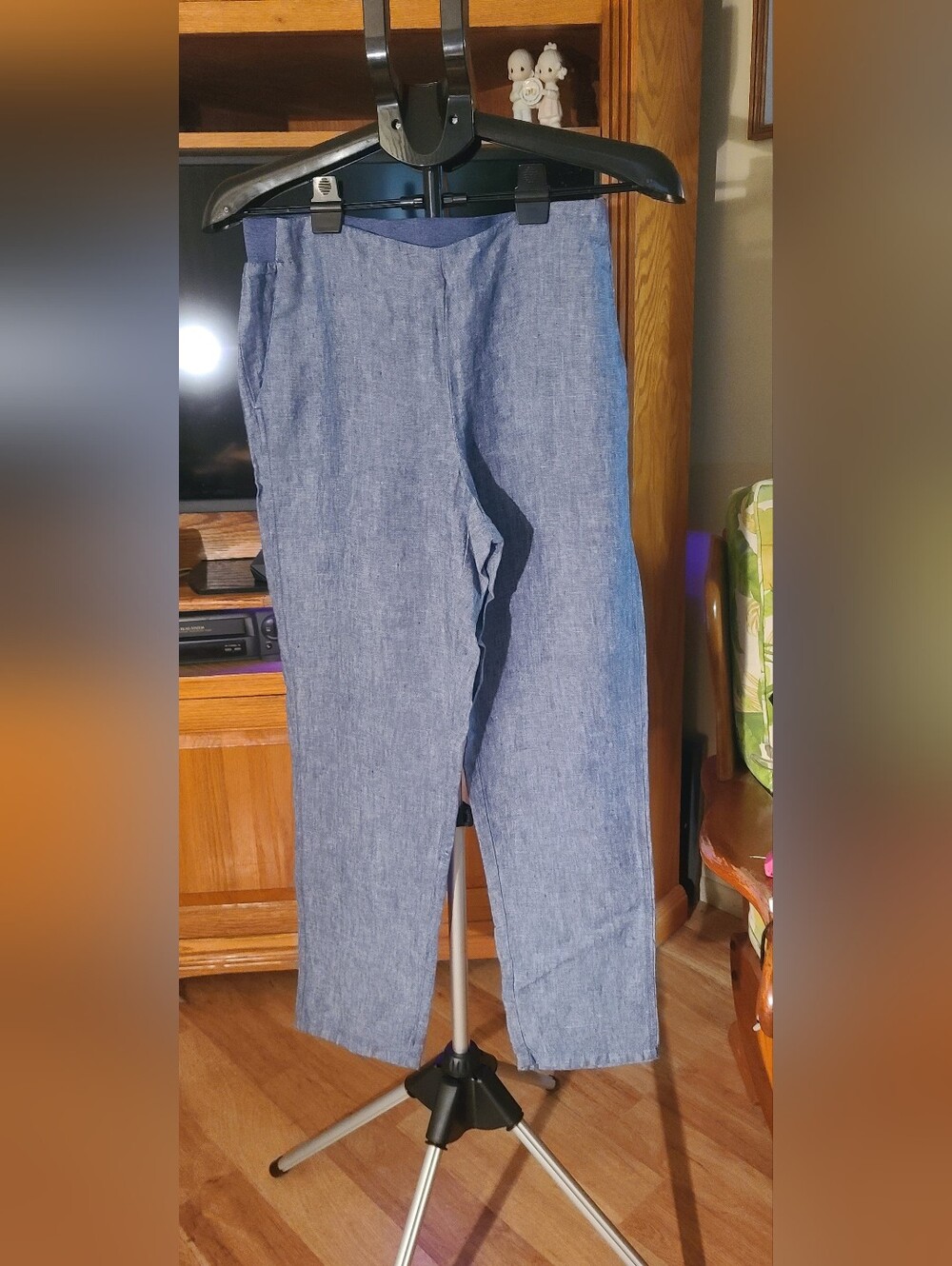 J. Jill Blue Chambray Llinen Ankle Pants